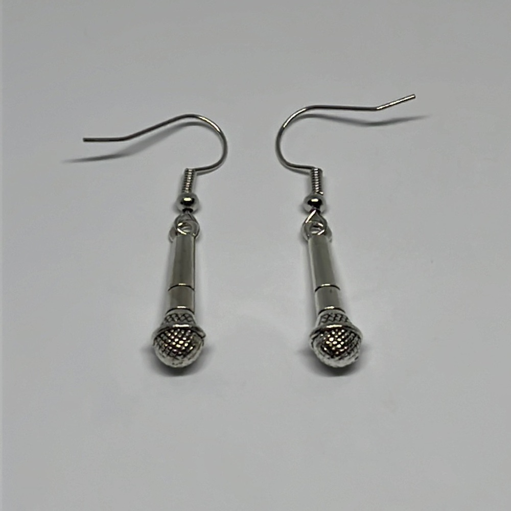 Earrings Microphone Gift Singer Band Music